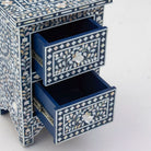 OCEANIC-BLUE MOTHER OF PEARL TWO DRAWER BEDSIDE TABLE - Art and craft furniture