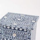 OCEANIC-BLUE MOTHER OF PEARL TWO DRAWER BEDSIDE TABLE - Art and craft furniture