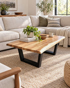 Octavia Acacia Wood V Leg Coffee Table - Art and craft furniture
