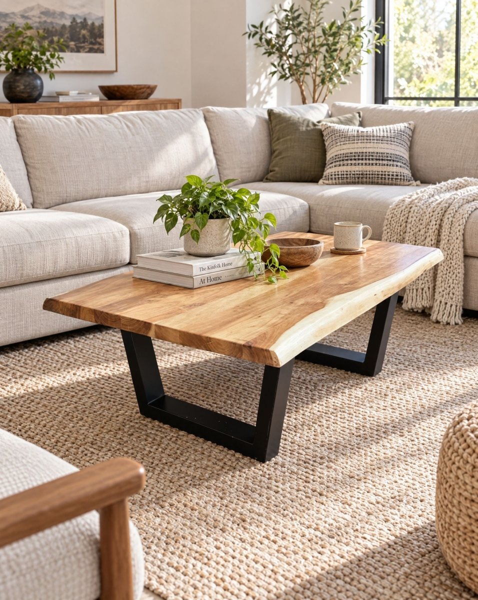Octavia Acacia Wood V Leg Coffee Table - Art and craft furniture