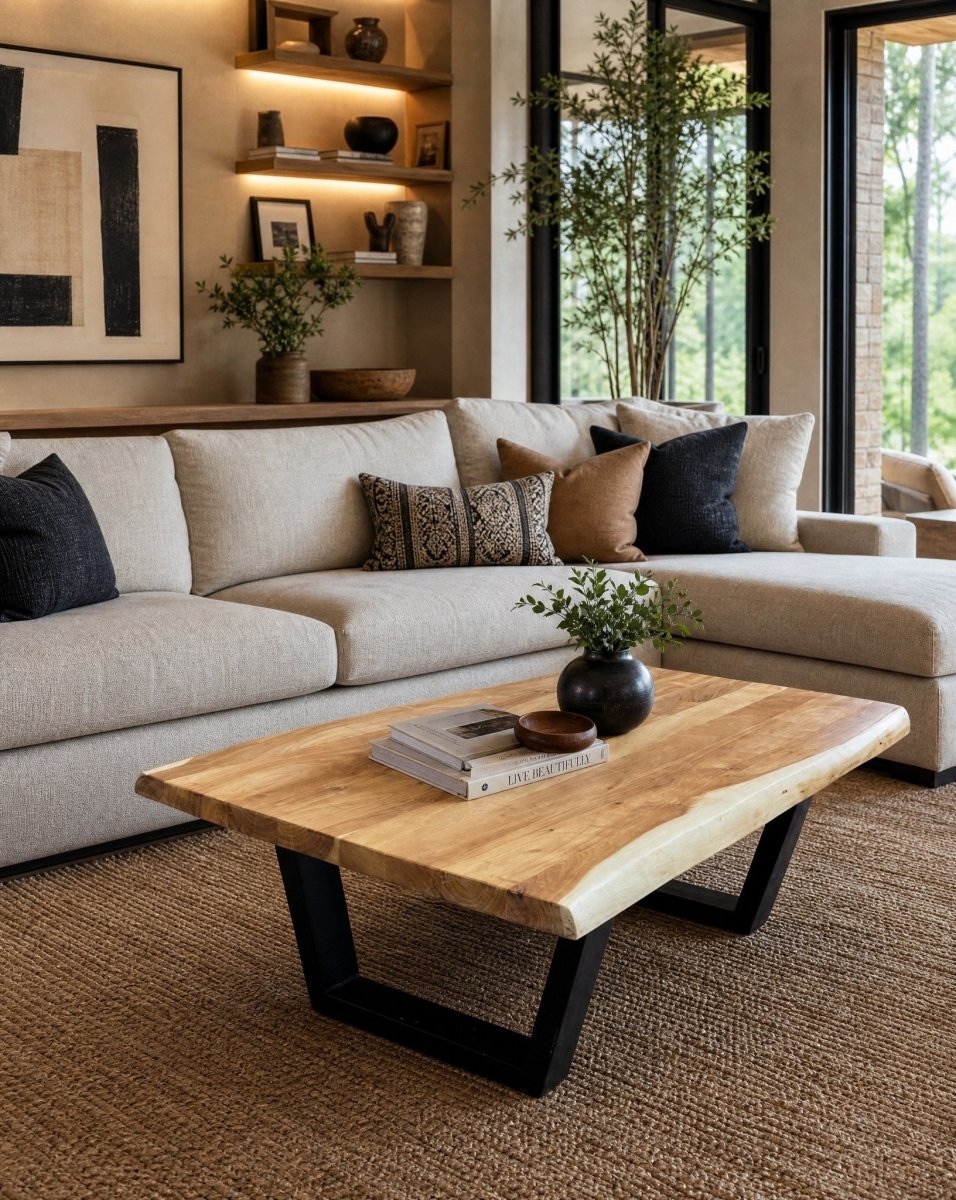 Octavia Acacia Wood V Leg Coffee Table - Art and craft furniture