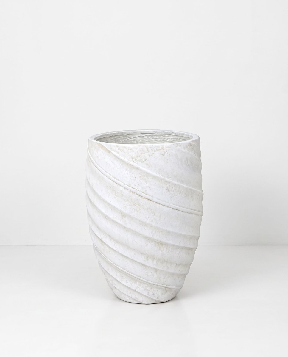 Onyx Off‑White Spiral Planter - Art and craft furniture