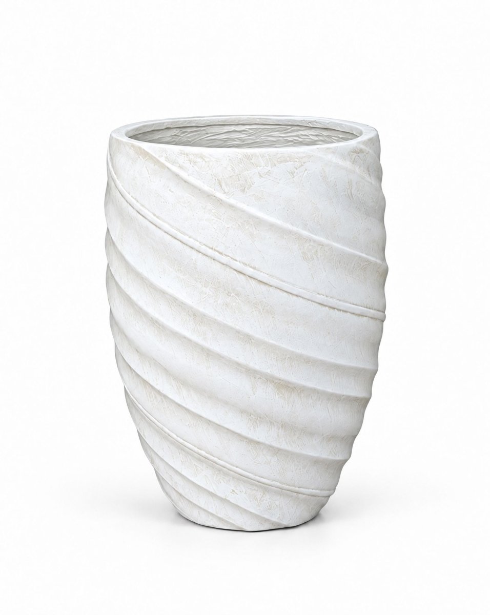 Onyx Off‑White Spiral Planter - Art and craft furniture