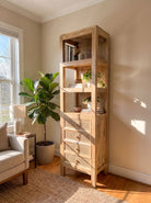 Orlena Wooden Cane Book Shelf - Art and craft furniture