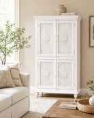 Ornate White Two Door Cabinet - Art and craft furniture