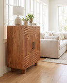 Orvella Wooden 2 Door Bar Counter - Art and craft furniture
