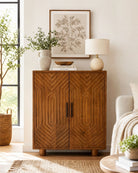 Orvella Wooden 2 Door Bar Counter - Art and craft furniture