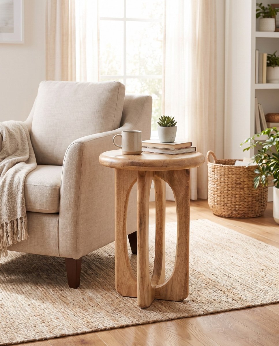 Orvian Mango Wood Side Table - Art and craft furniture