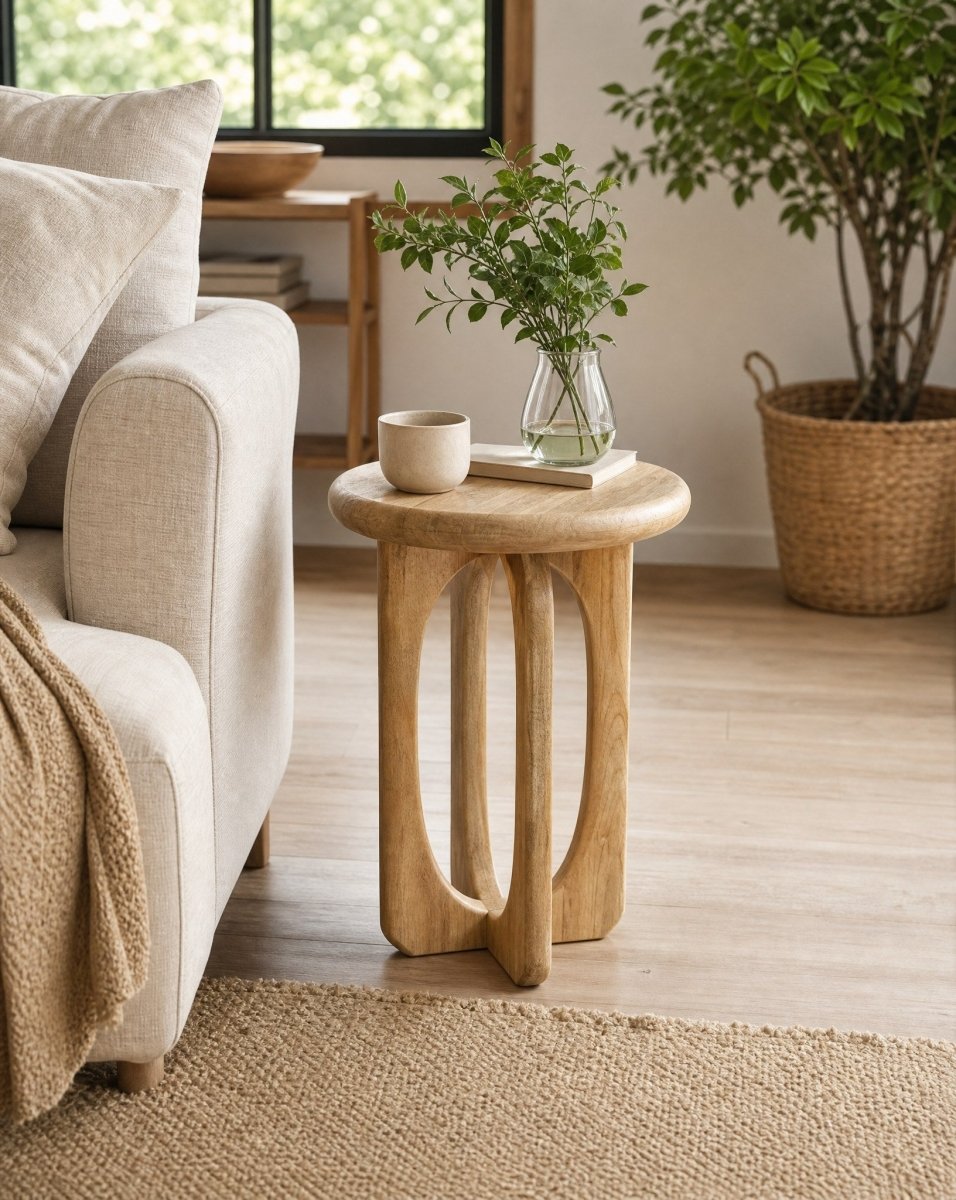 Orvian Mango Wood Side Table - Art and craft furniture