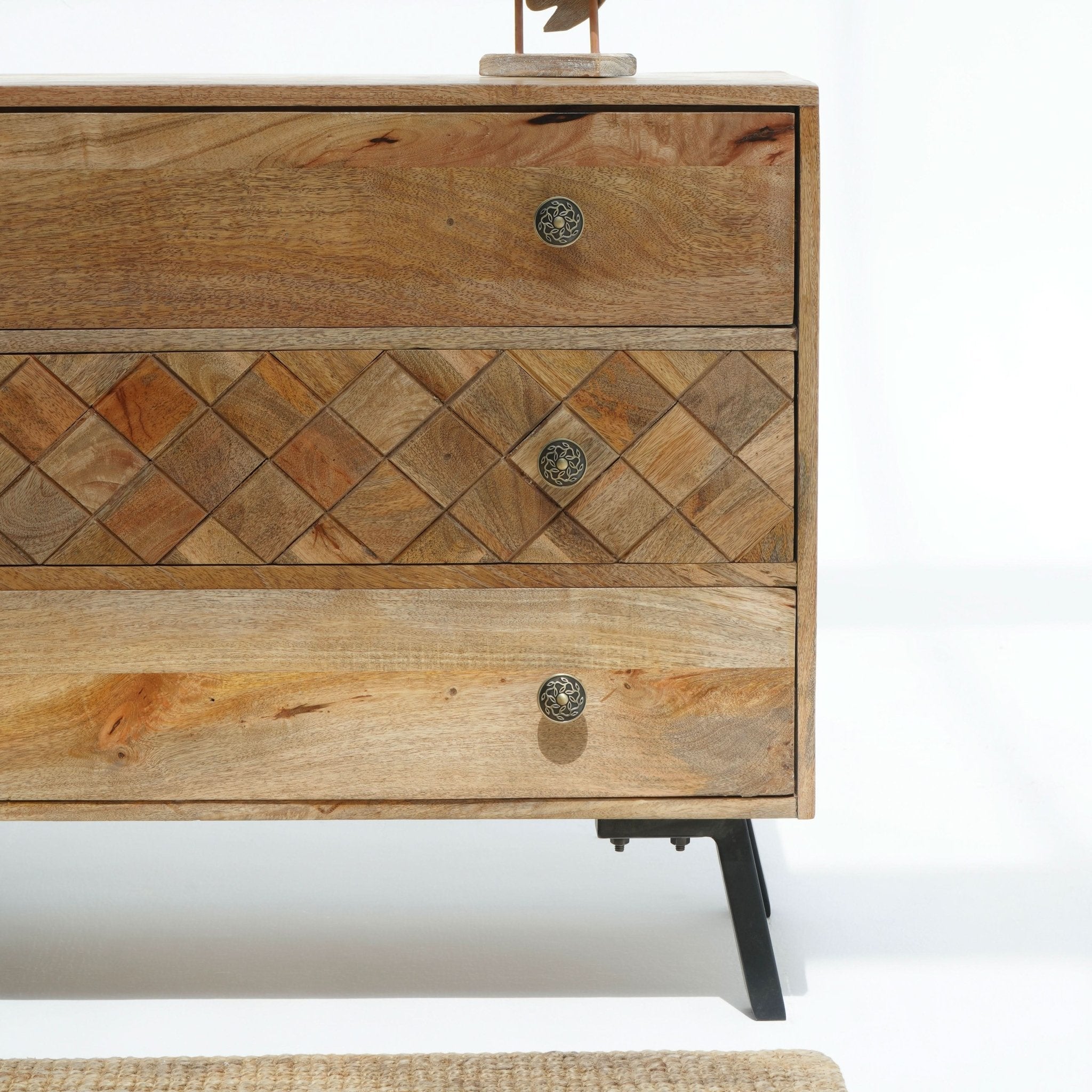 PERTH HILLS MANGO THREE DRAWER CHEST OF DRAWERS - Art and craft furniture