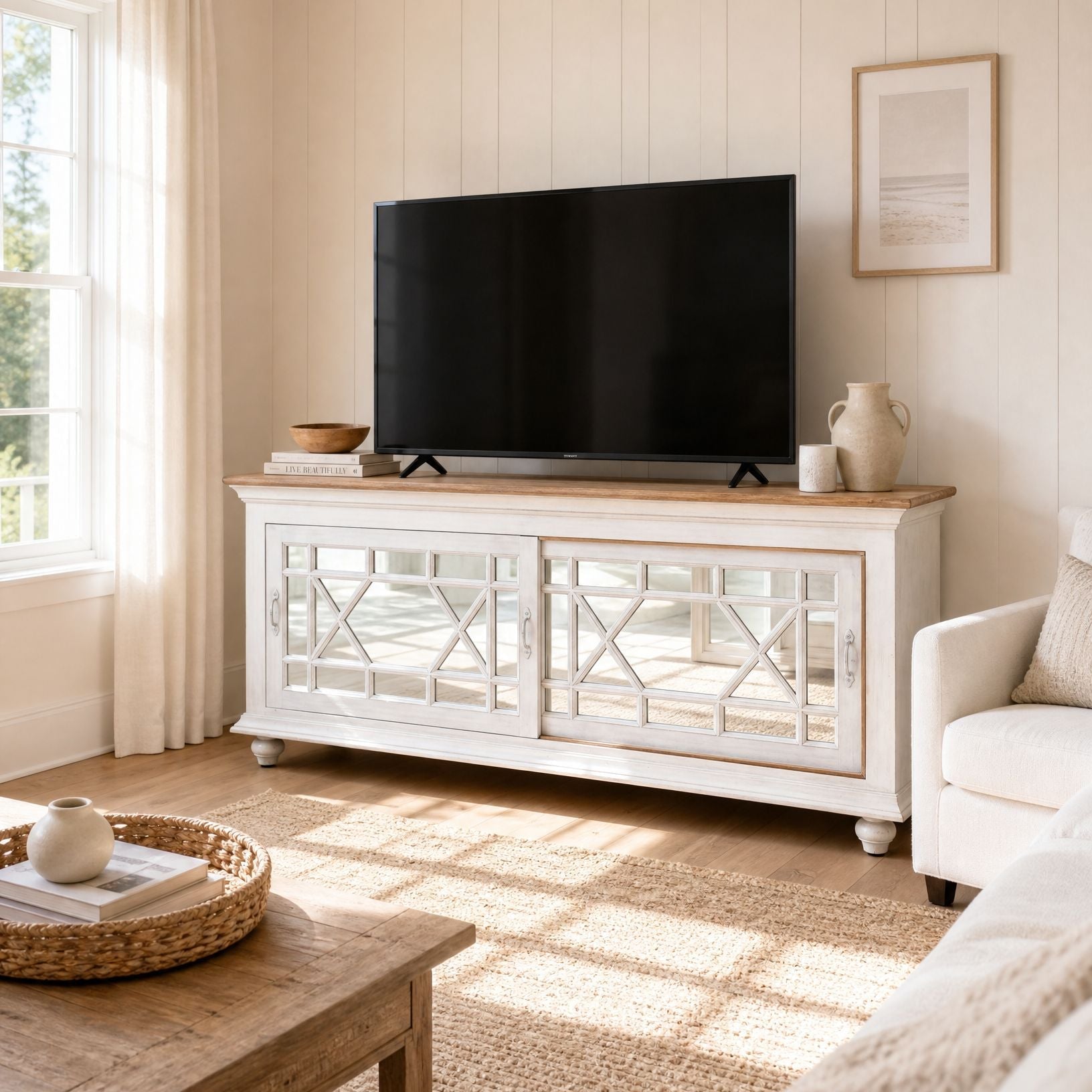 Porto Sliding Glass Door TV Stand - Art and craft furniture