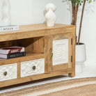PUSHKAR WOODEN CARVING TV STAND - Art and craft furniture