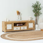 PUSHKAR WOODEN CARVING TV STAND - Art and craft furniture