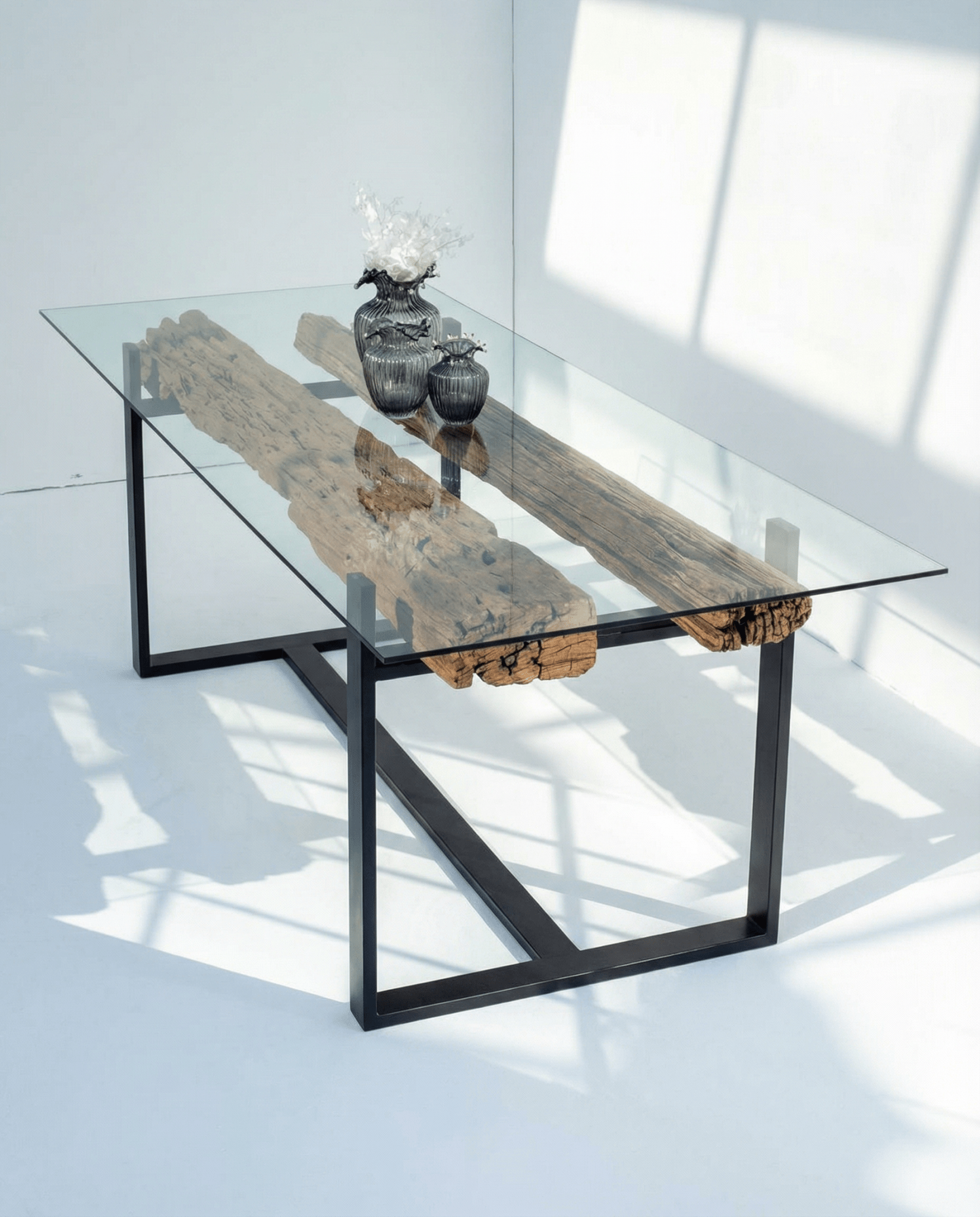 RAILWAY ANTIQUE LOG DINNING TABLE - Art and craft furniture