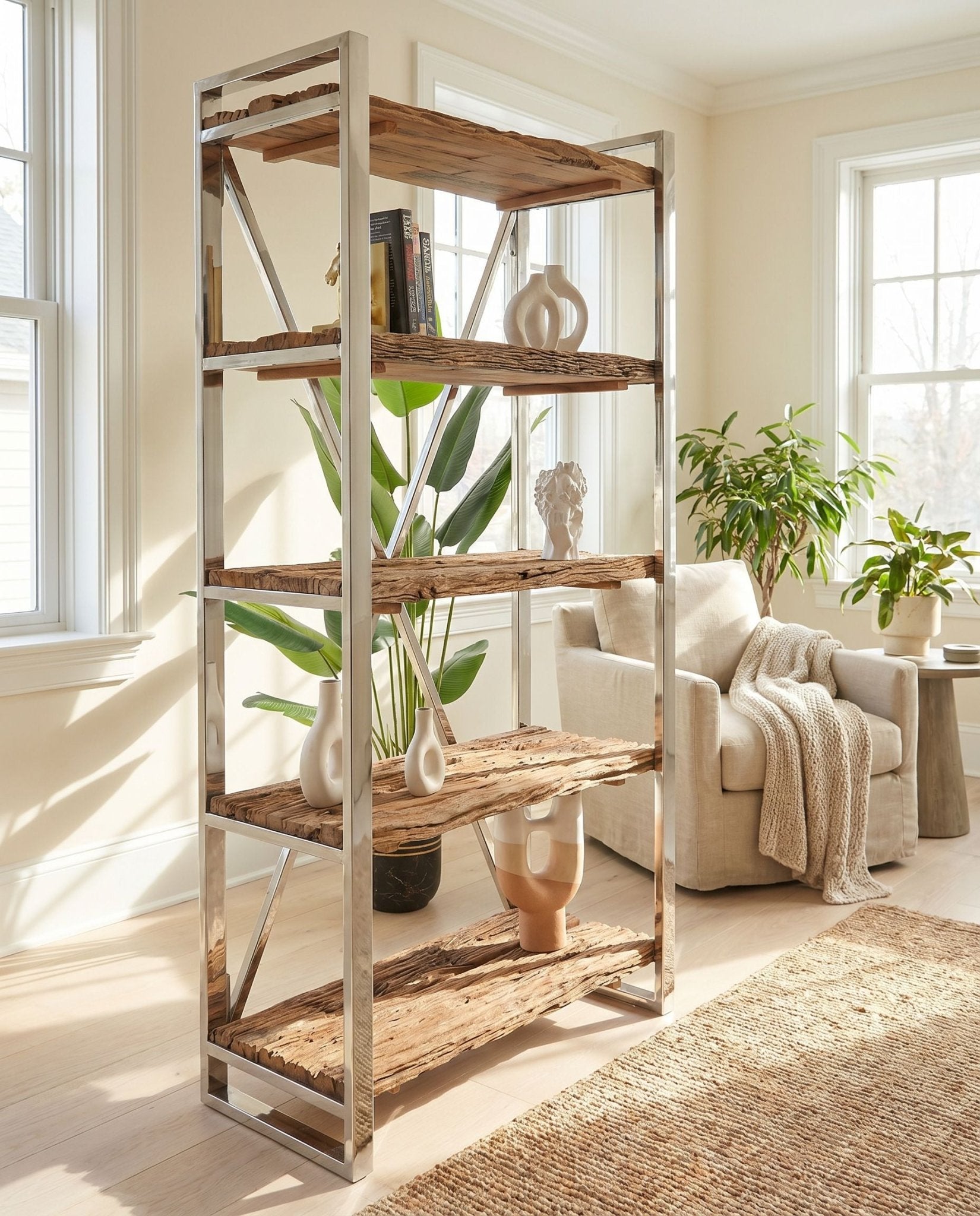 RAILWAY SLEEPER STEEL METAL BOOKSHELF - Art and craft furniture