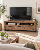 Railway Wood 3 Drawer Tv Stand - Art and craft furniture