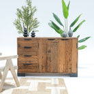 RAILWAY WOOD FOUR DRAWER TWO DOOR SIDEBOARD - Art and craft furniture