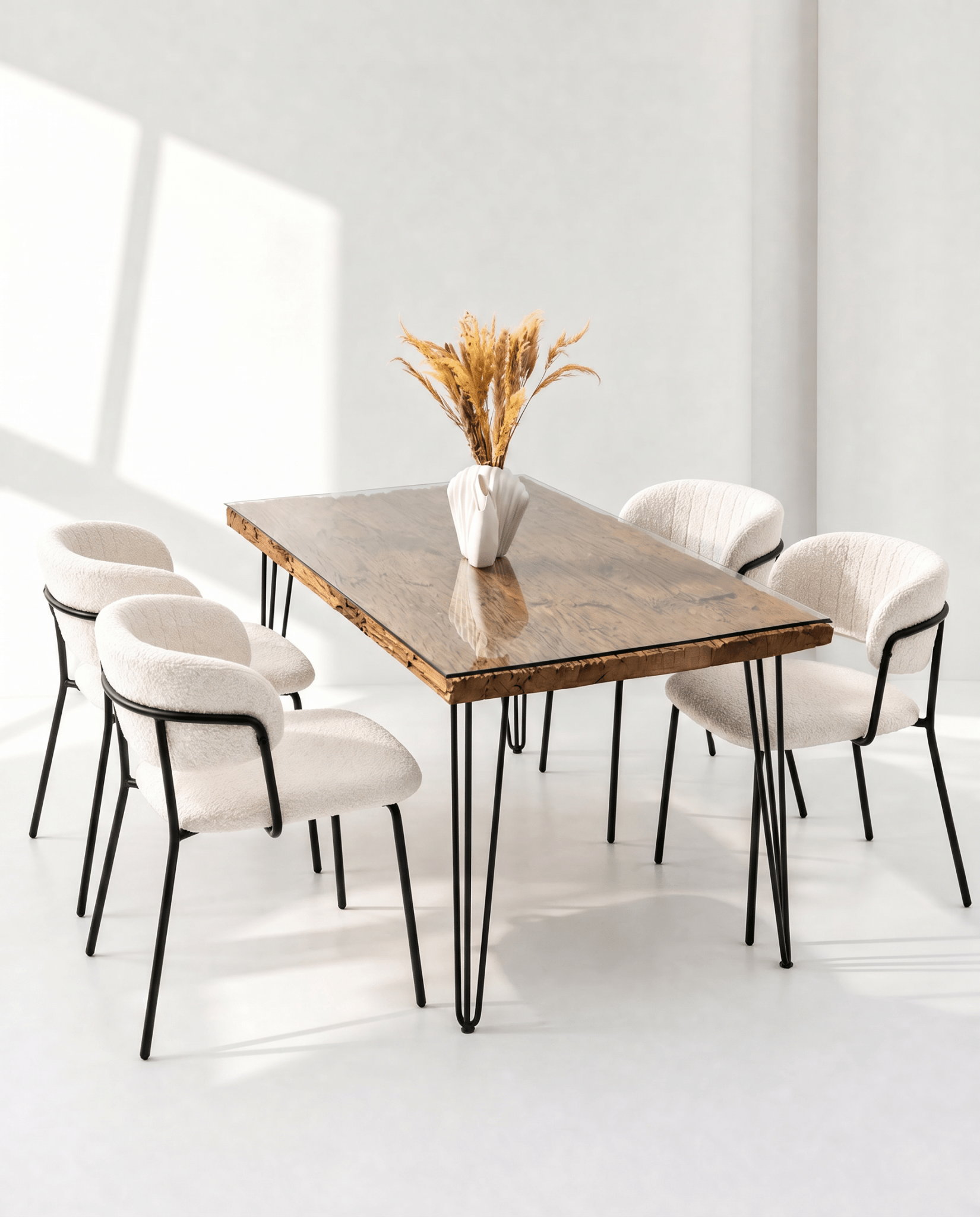 RAILWAY WOOD HAIRPIN LEG DINING TABLE - Art and craft furniture