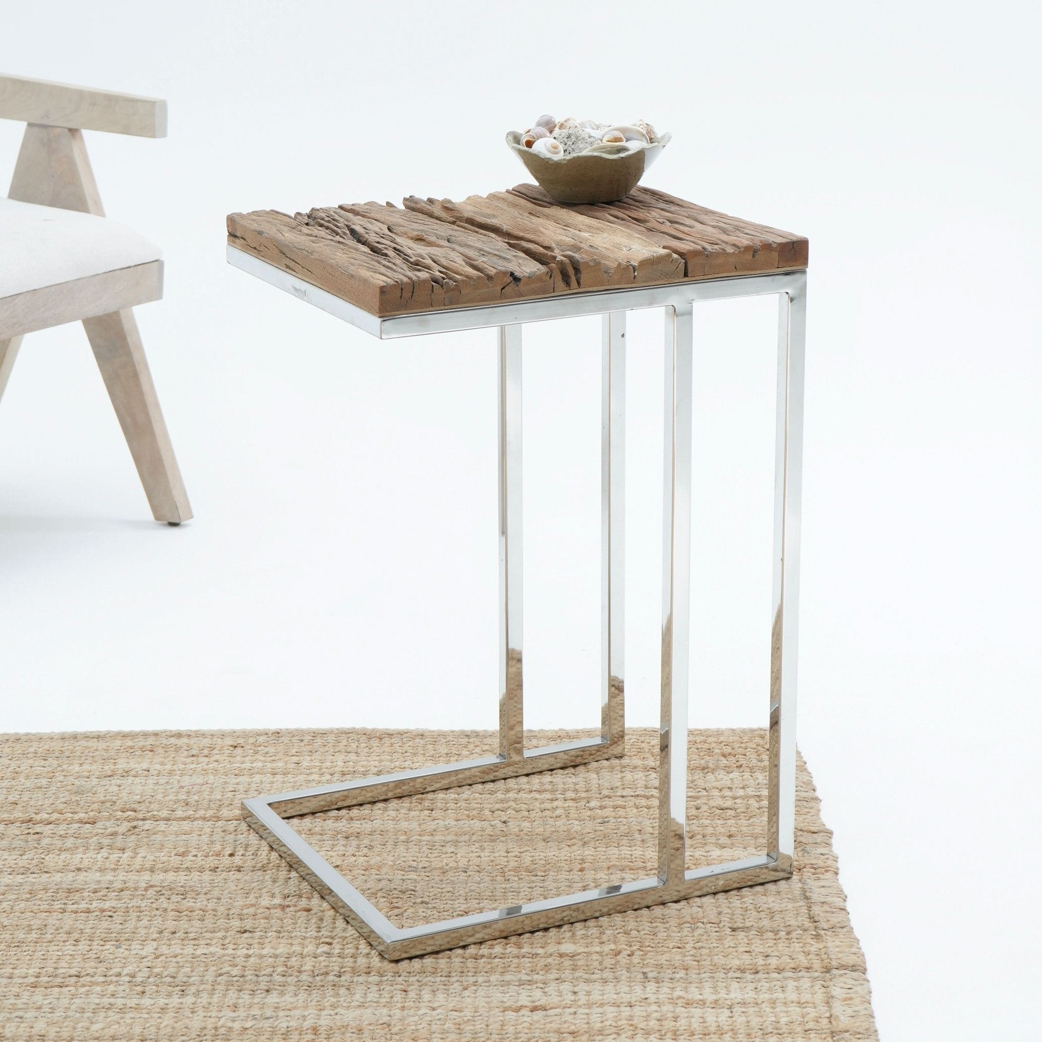 RAILWAY WOOD SIDE TABLE - Art and craft furniture
