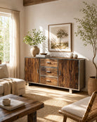 Railway Wood Steel Frame Sideboard - Art and craft furniture