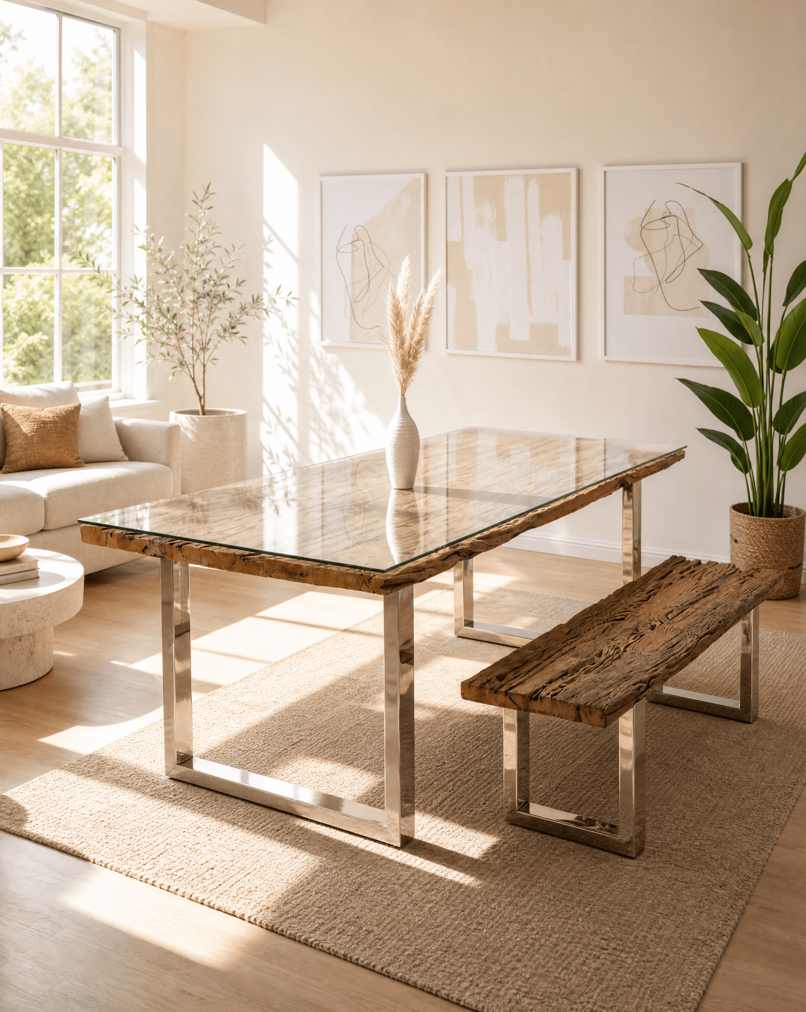 RAILWAY WOOD STEEL LEG DINING TABLE - Art and craft furniture