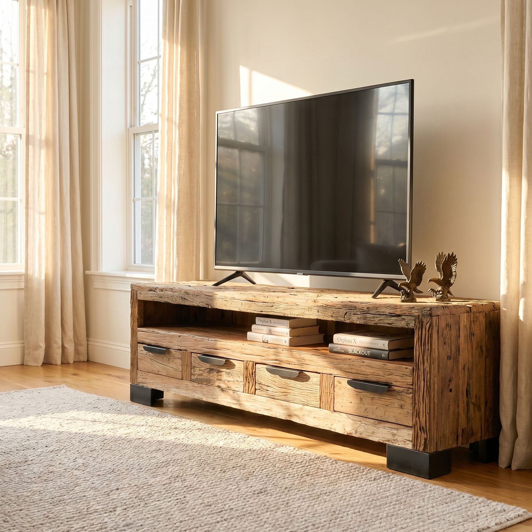 Railway Wood TV Stand - Art and craft furniture