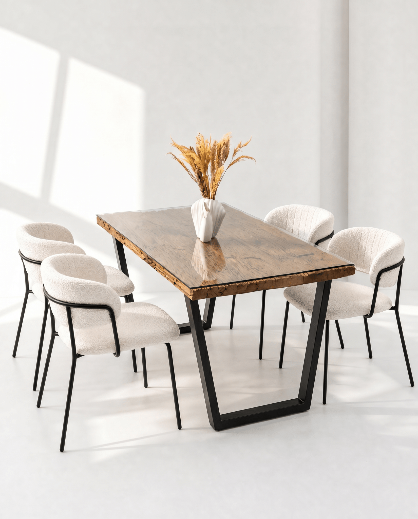 RAILWAY WOOD V LEG DINING TABLE - Art and craft furniture
