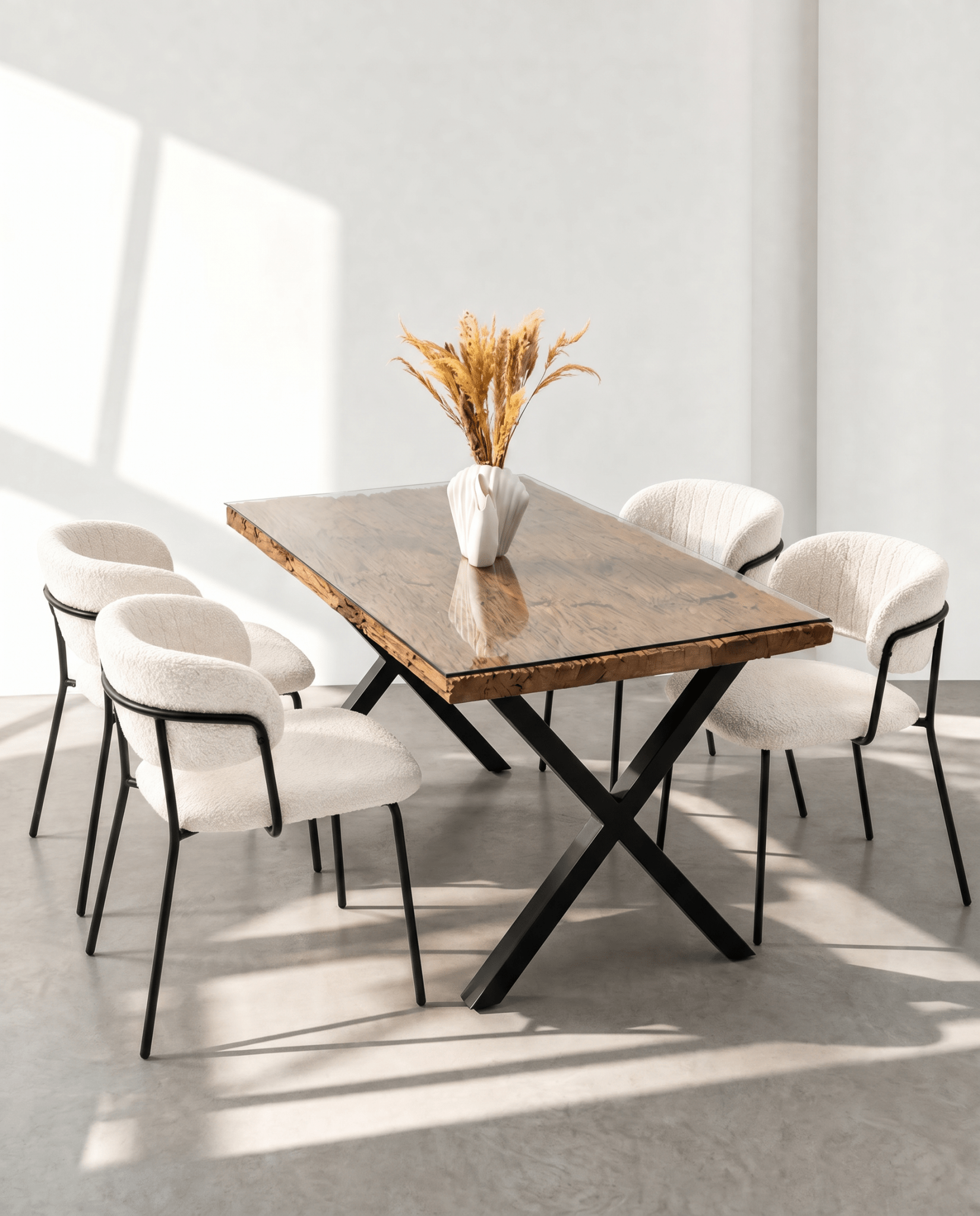 RAILWAY WOOD X LEG DINING TABLE - Art and craft furniture