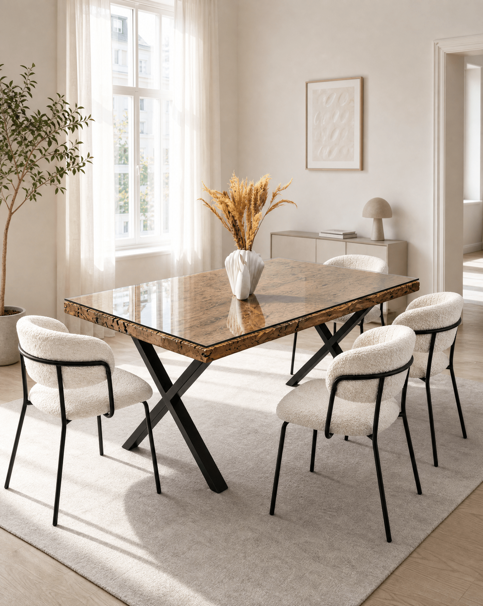 RAILWAY WOOD X LEG DINING TABLE - Art and craft furniture