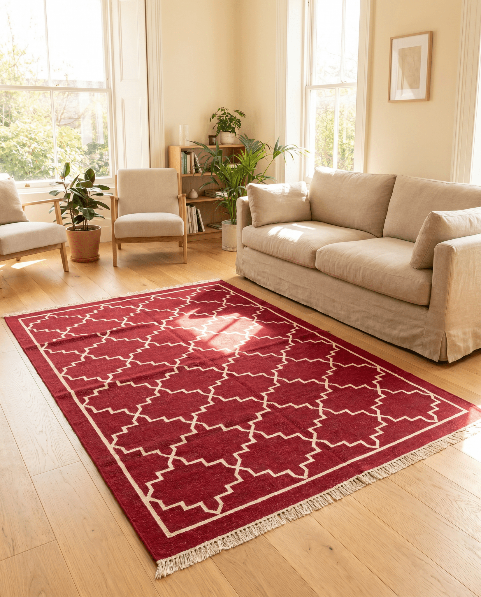 RAJWADI HANDWOVEN COTTON RUG - Art and craft furniture