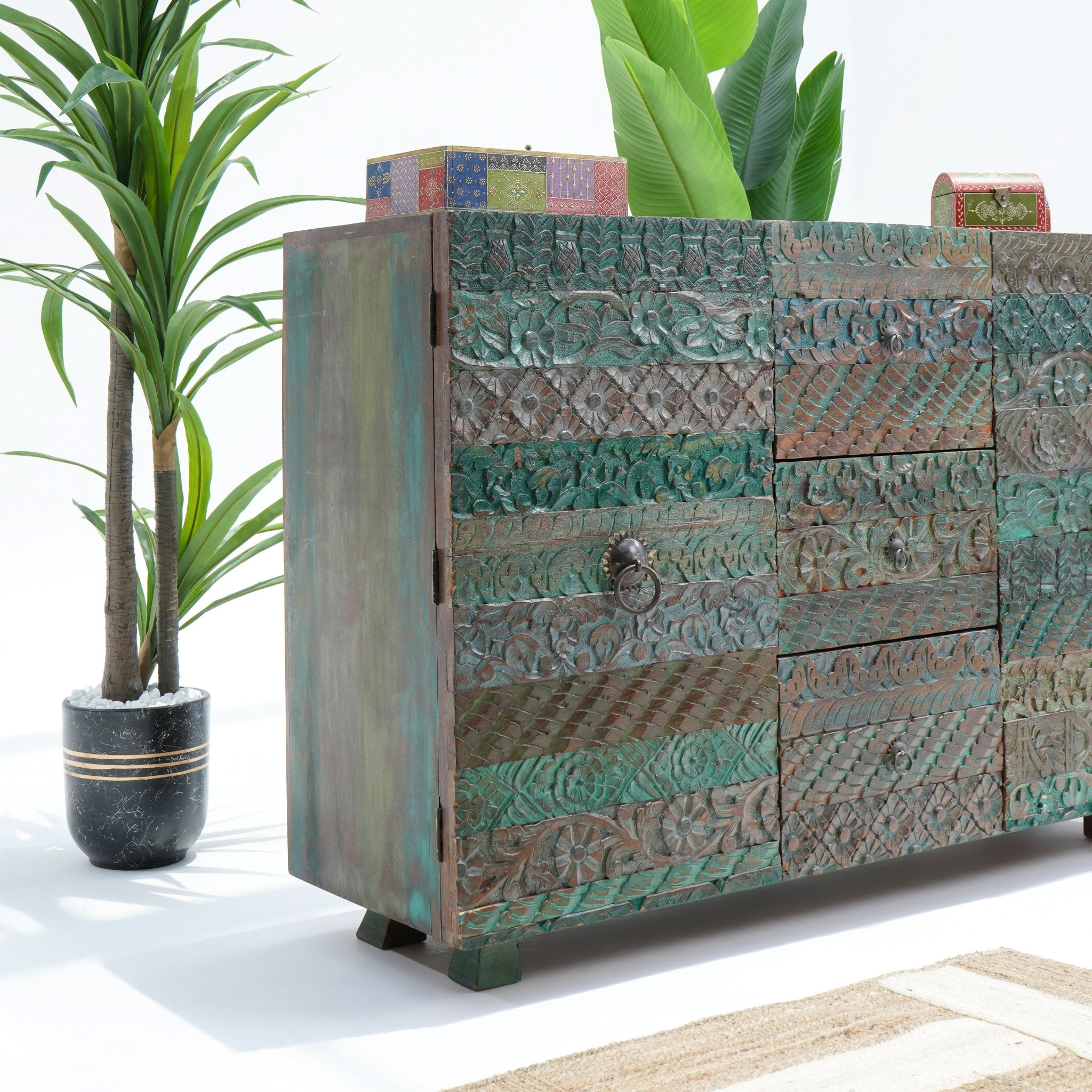 RECYCLE ANTIQUE TWO DOOR THREE DRAWER SIDEBOARD - Art and craft furniture