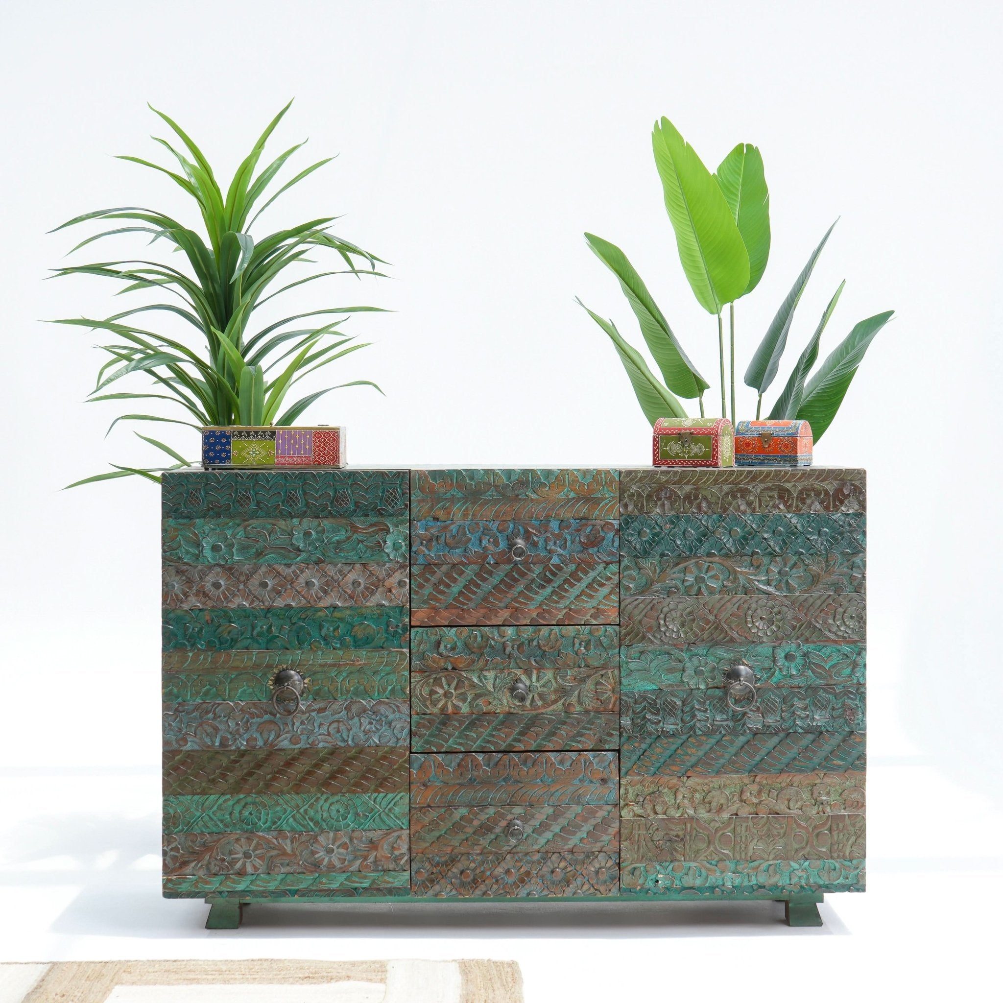 RECYCLE ANTIQUE TWO DOOR THREE DRAWER SIDEBOARD - Art and craft furniture