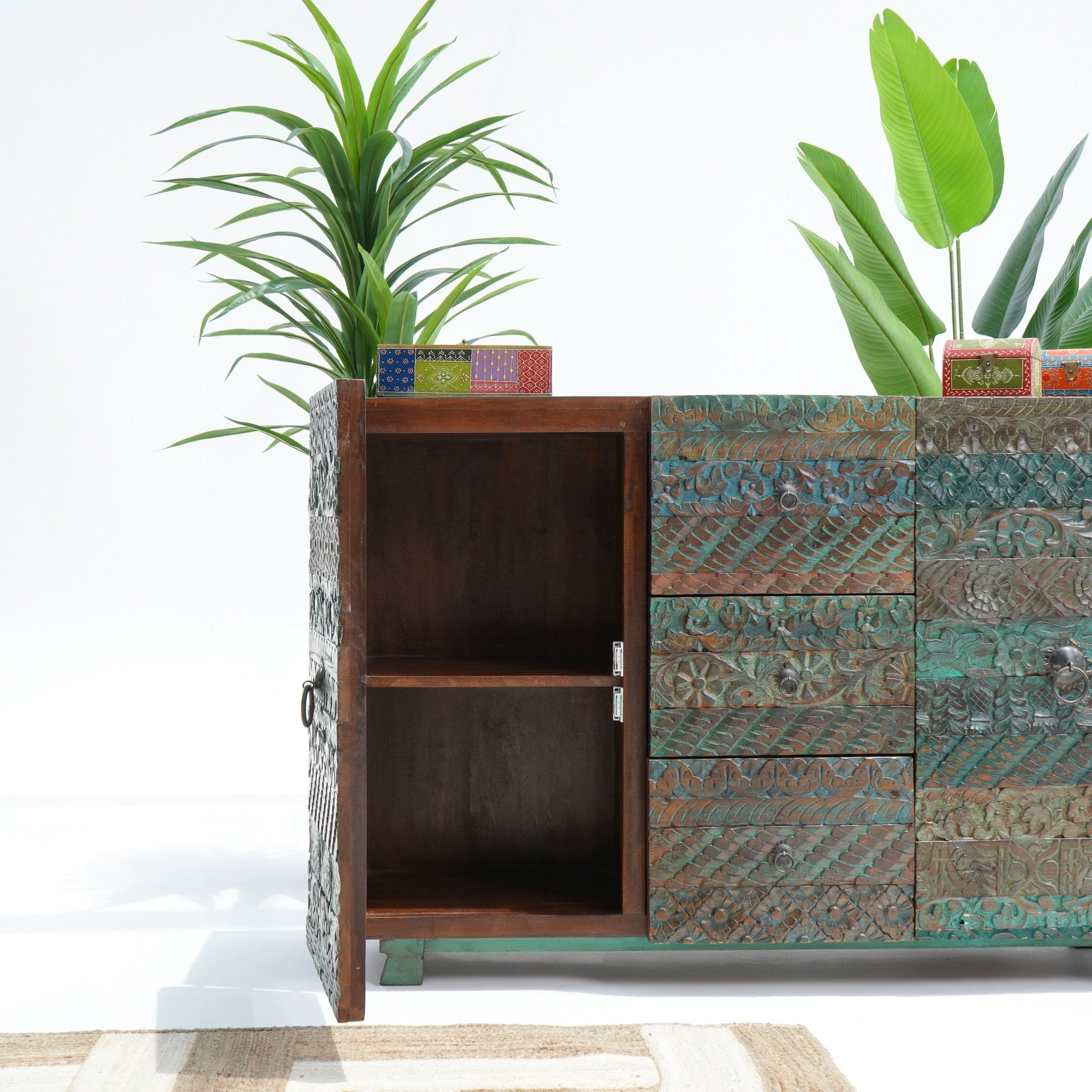 RECYCLE ANTIQUE TWO DOOR THREE DRAWER SIDEBOARD - Art and craft furniture