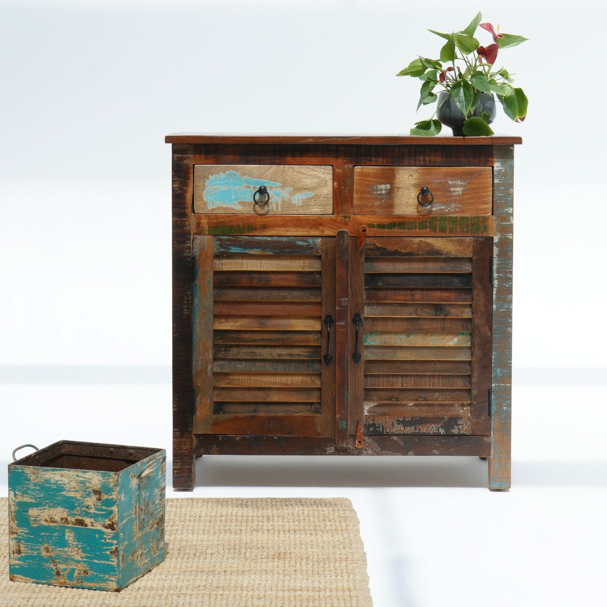 RECYCLE WOOD TWO DOOR TWO DRAWER SIDEBOARD - Art and craft furniture
