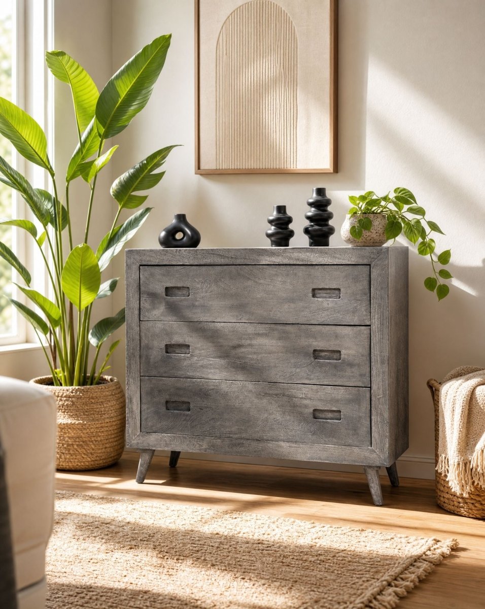 Refined Acasia Wood Chest of Drawer - Art and craft furniture