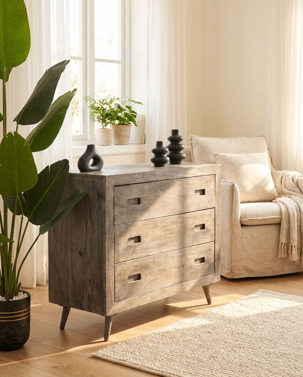 Refined Acasia Wood Chest of Drawer - Art and craft furniture