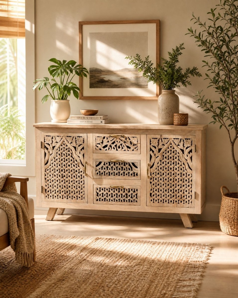 Regal 2 Door 3 Drawer Wooden Sideboard - Art and craft furniture