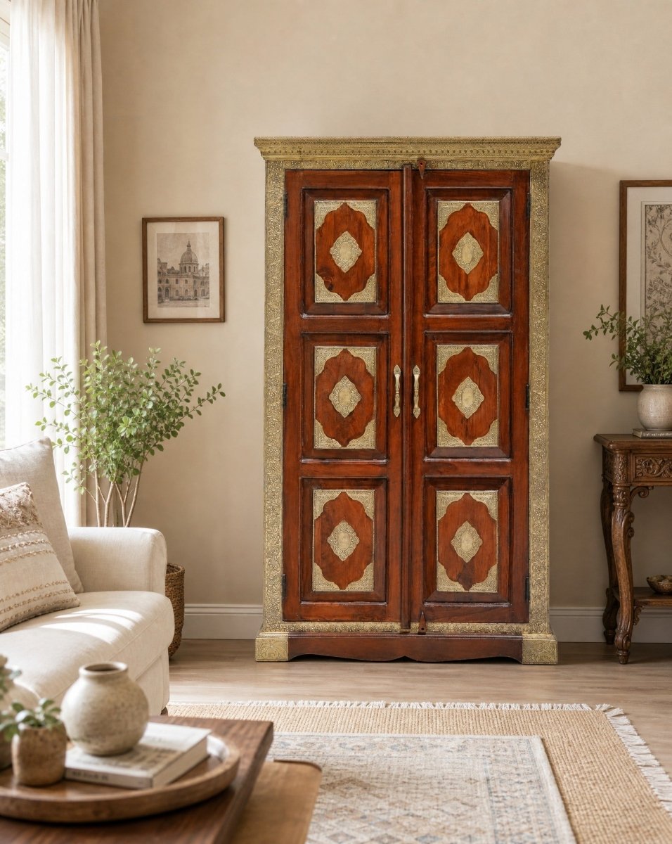Regent Two Brass Fitted Door Cabinet - Art and craft furniture