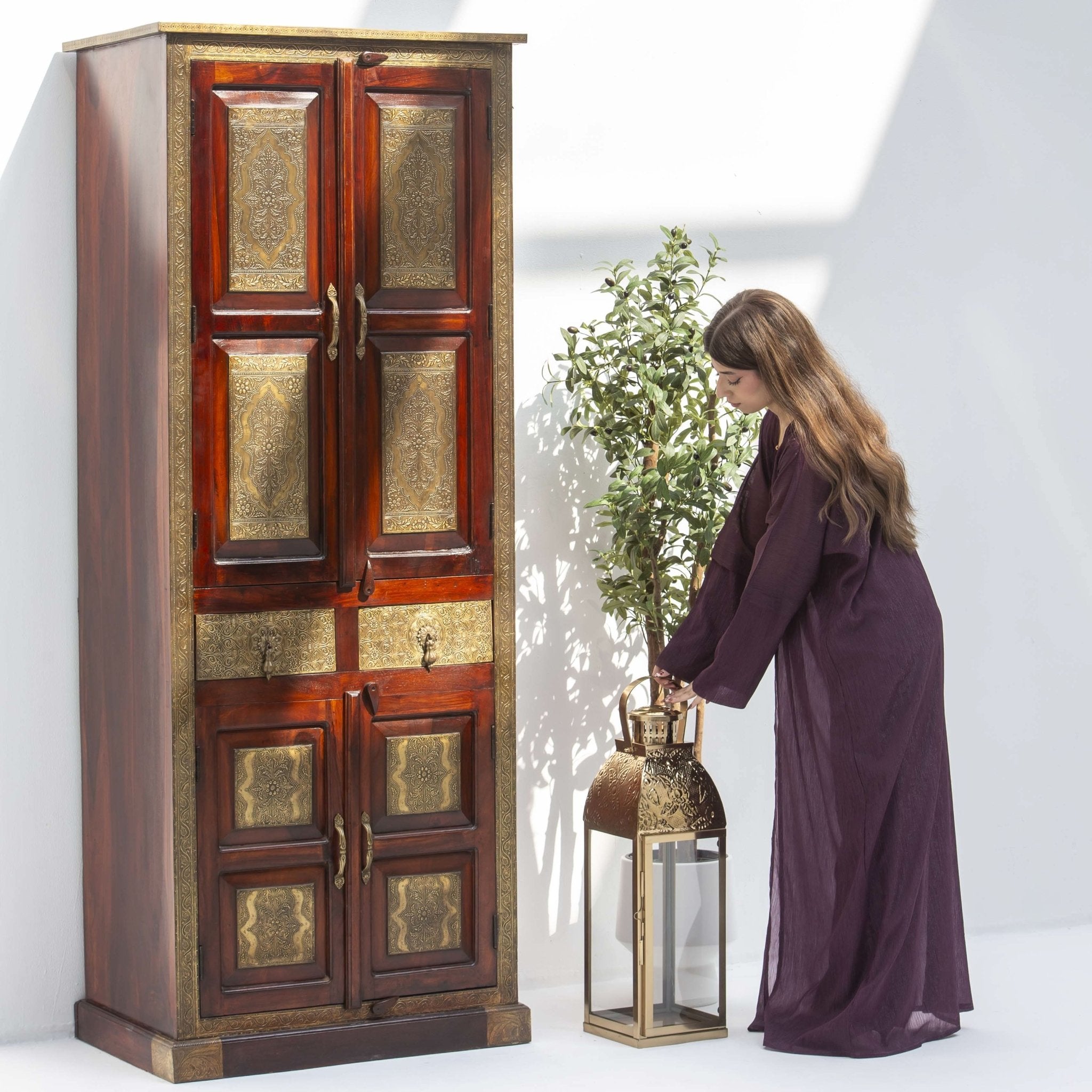 RICHMOND 4 DOORS 2 DRAWERS BRASS CABINET - Art and craft furniture