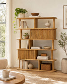 Riviera Fluted Wooden Bookcase - Art and craft furniture