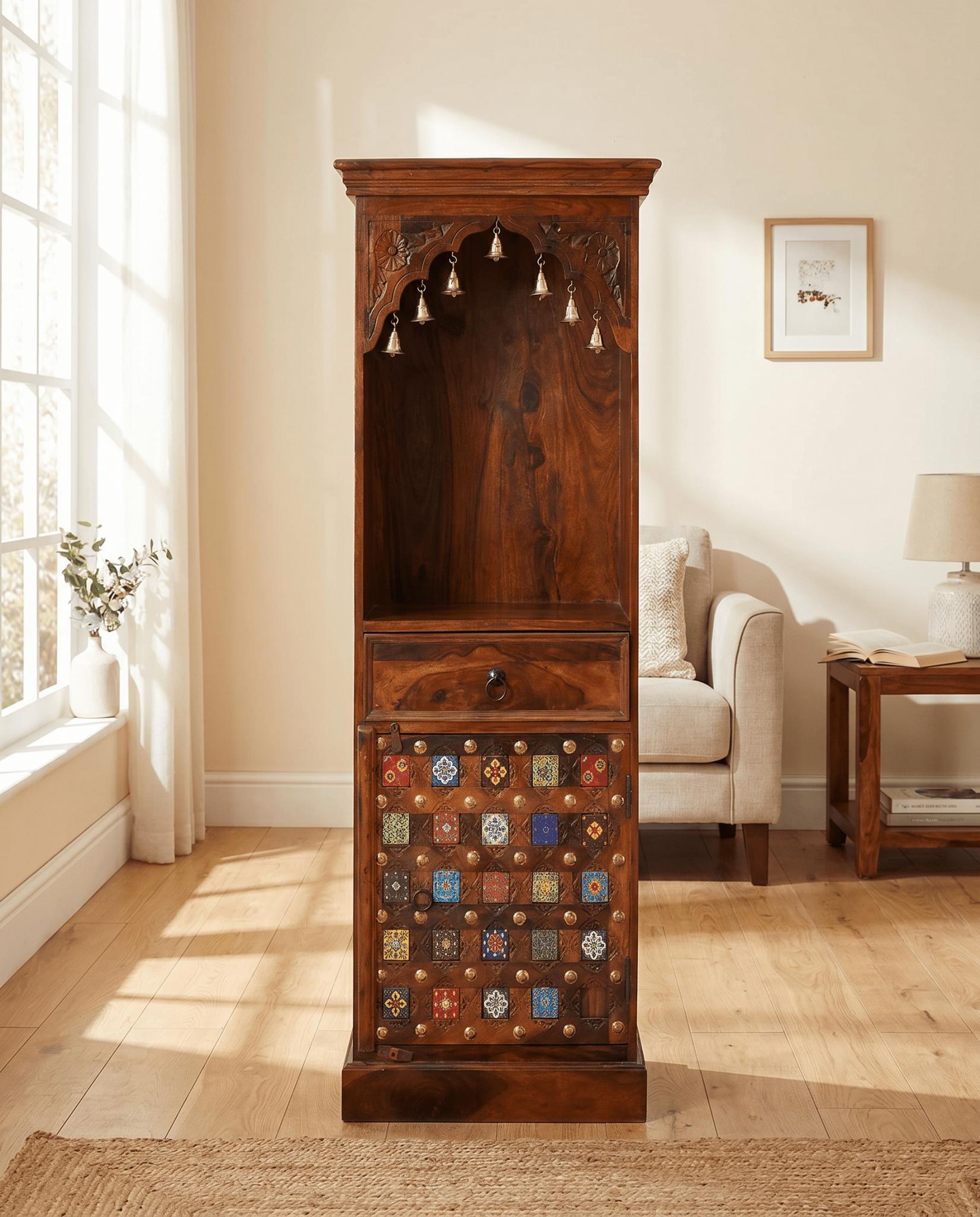 ROSE WOOD TEMPLE TILE DOOR HANDMADE - Art and craft furniture