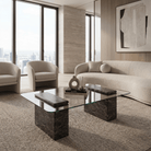 Rosso Levanto Coffee Table with Clear Glass – Antique Finish - Art and craft furniture