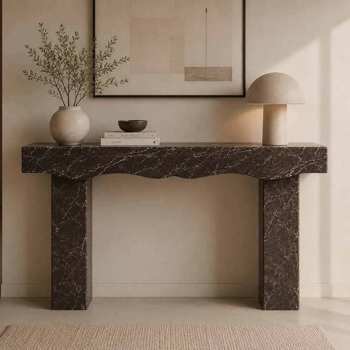 Rosso Levanto Marble Console Table – Antique Finish - Art and craft furniture