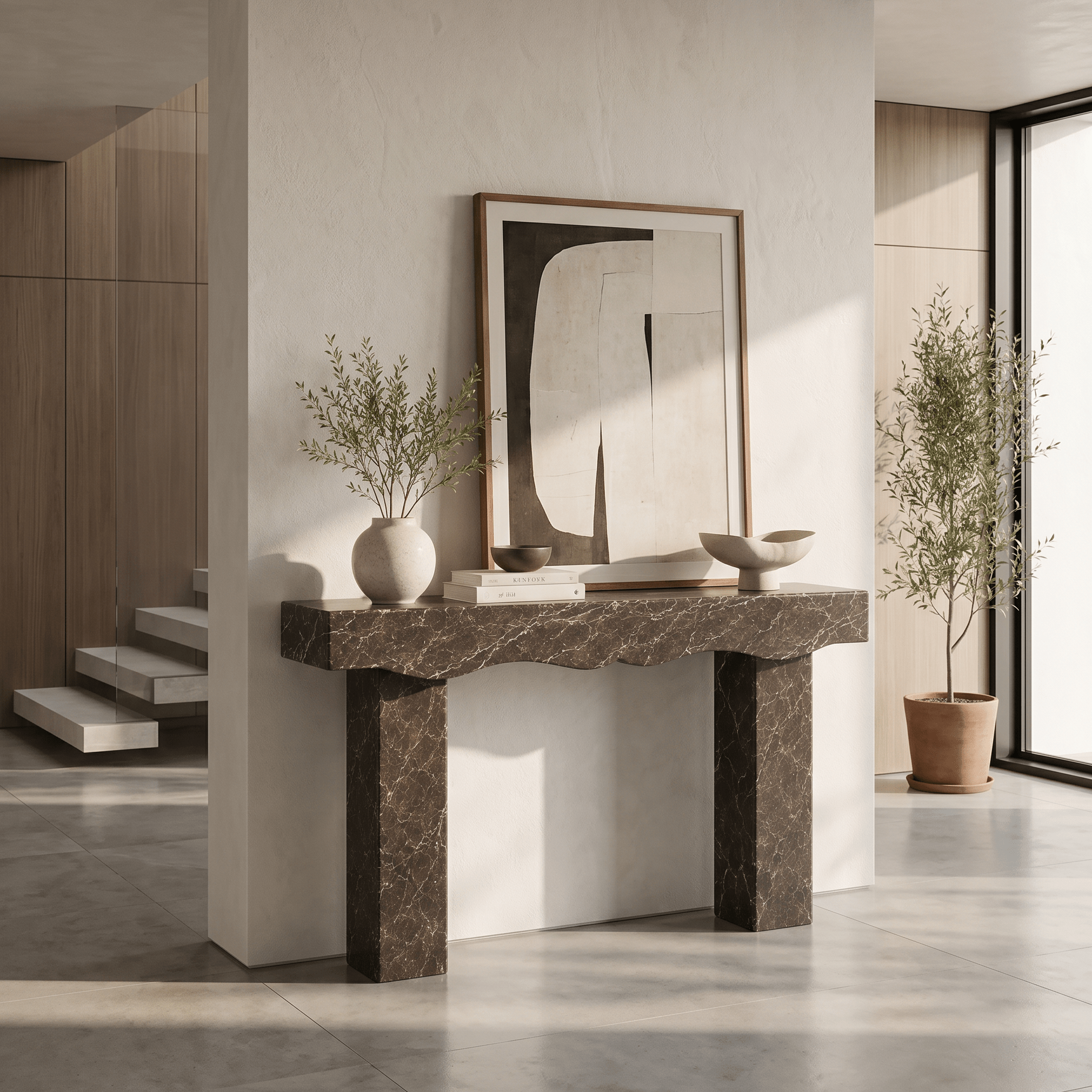 Rosso Levanto Marble Console Table – Antique Finish - Art and craft furniture