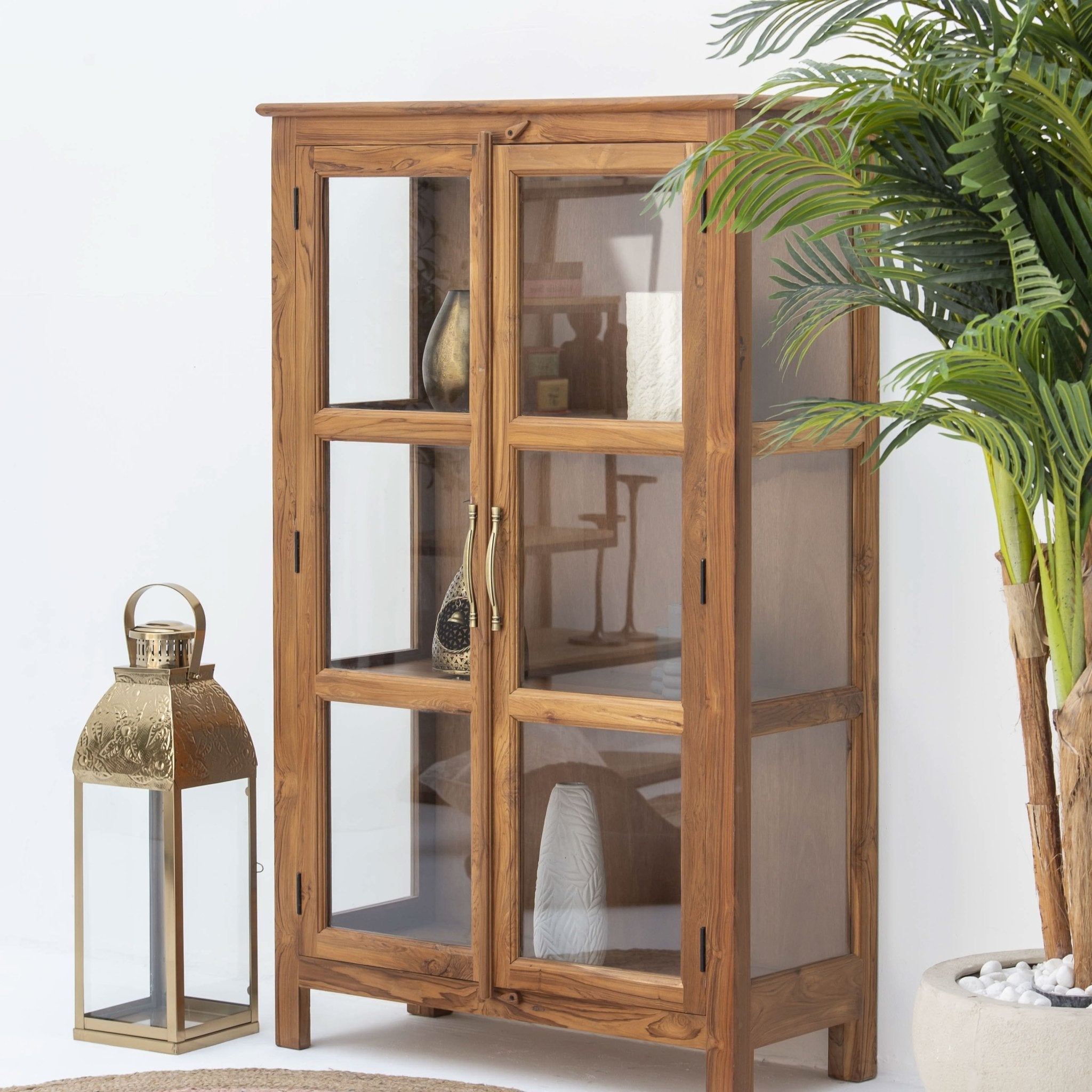 ROYAL TEAK GLASS DOOR CABINET - Art and craft furniture