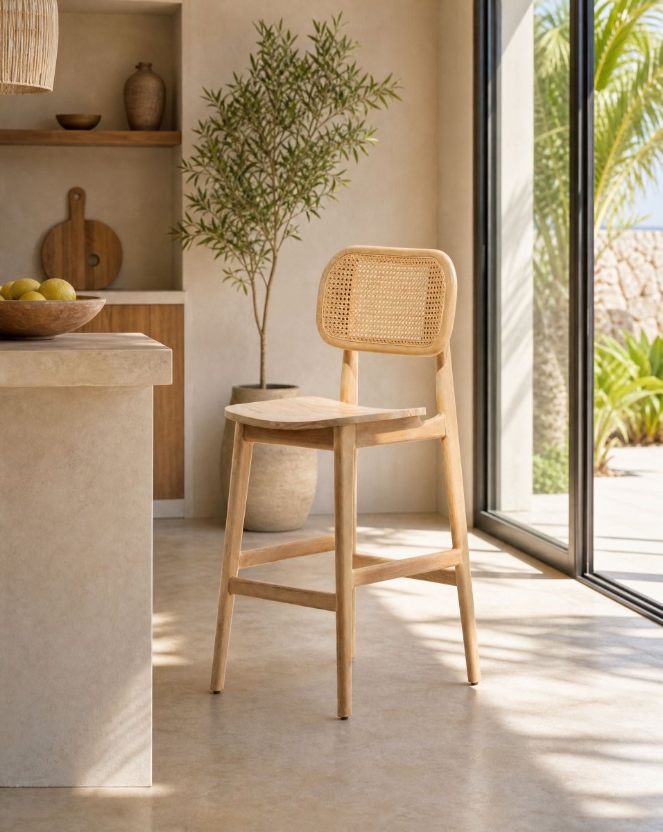 Selia Rattan Wooden Bar Stool Highchair - Art and craft furniture