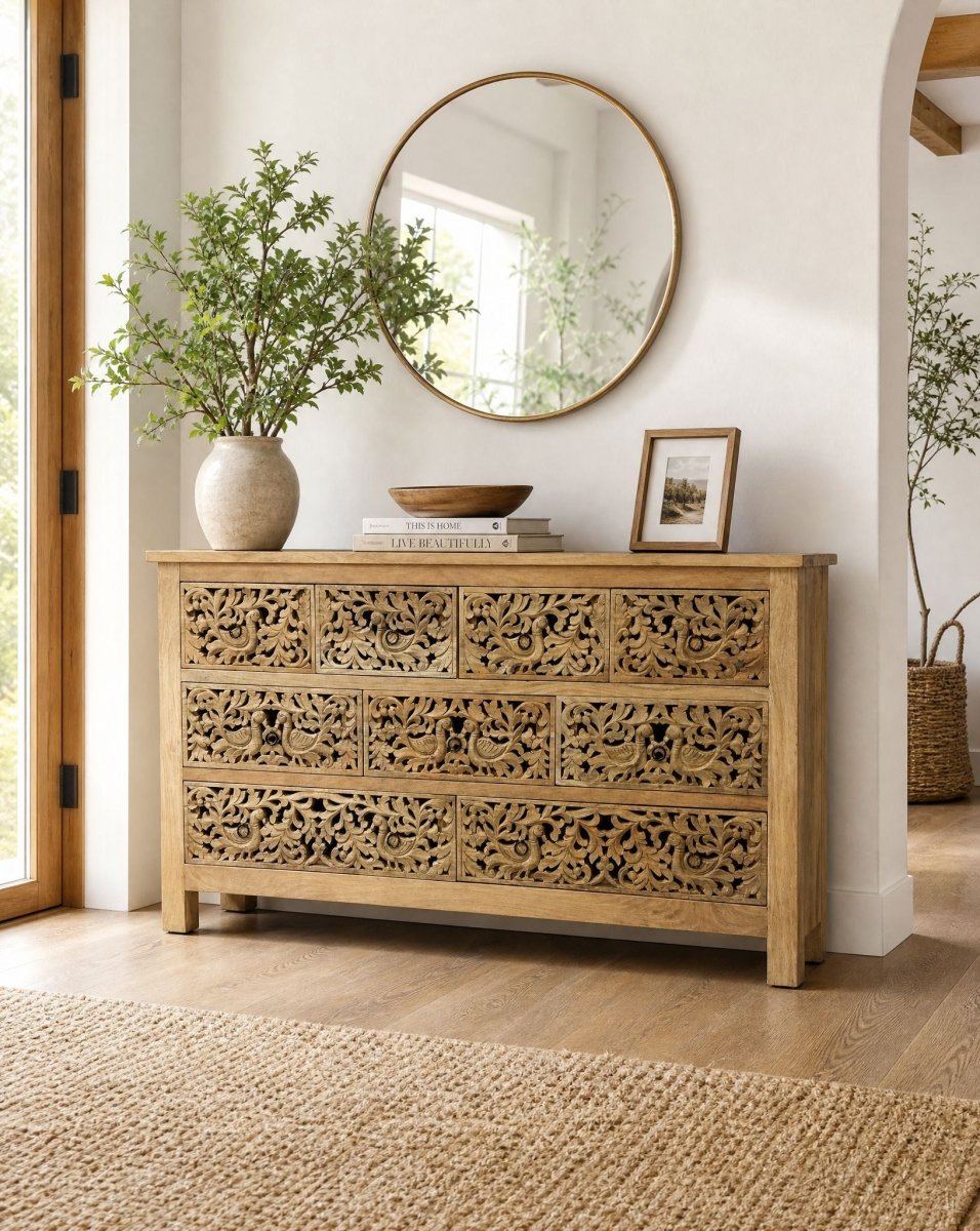 Selora Mango Wood Drawer Chest - Art and craft furniture