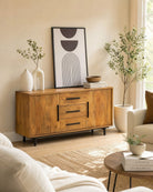 Selvara Mango Wood 2 Door 3 Drawer Sideboard - Art and craft furniture