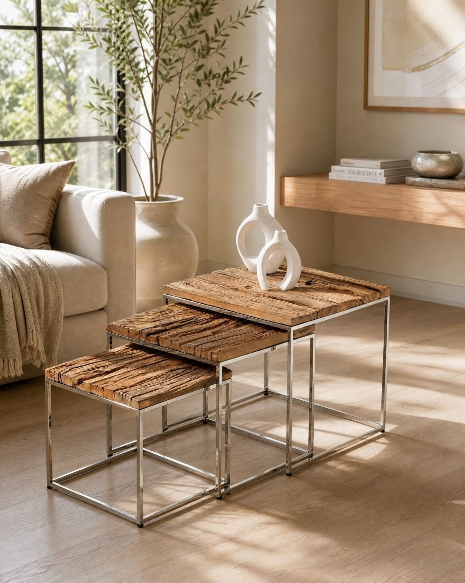 Serene Set Of Three Nesting Table - Art and craft furniture