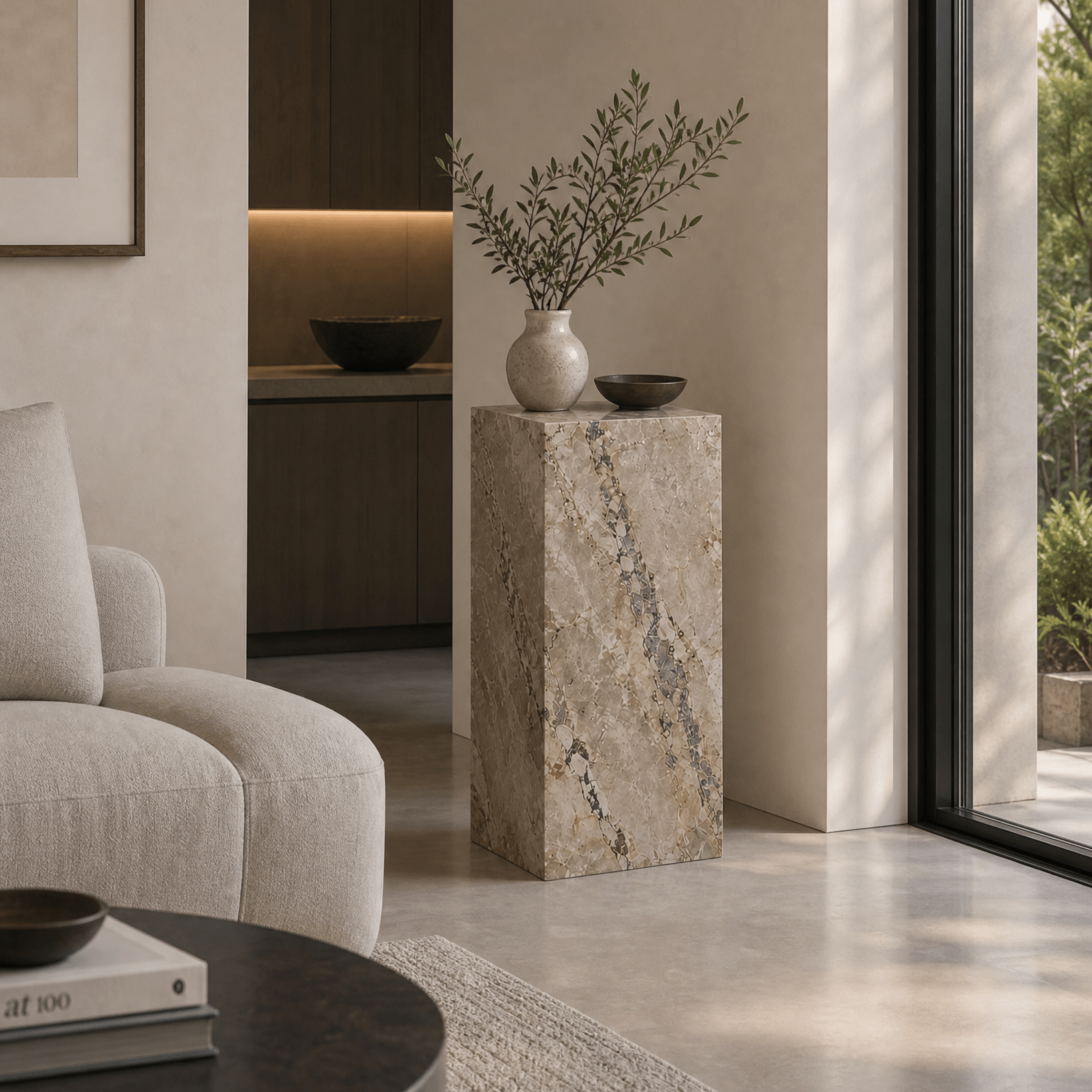 Shera Marble Plinth Honed Finish - Art and craft furniture